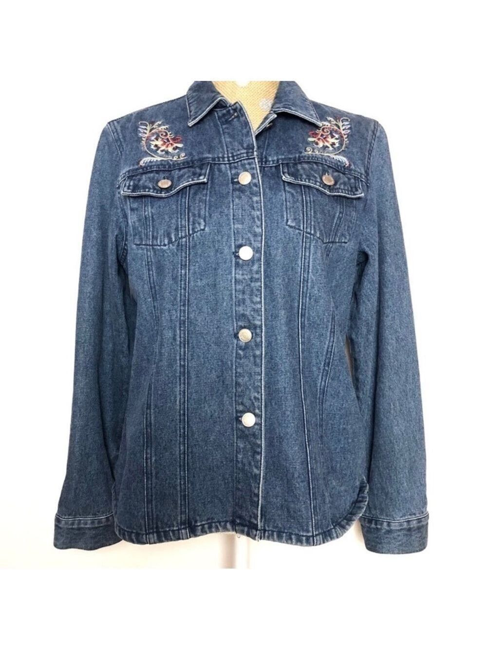 Pendleton Denim Shacket Embroidered Beaded Blue Jean Medium Wash Women’s Size M